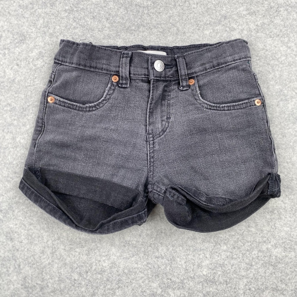 Levi's Girlfriend Shorts Womens 8 (22x2) Gray Denim Cutoff Cuffed Stretch